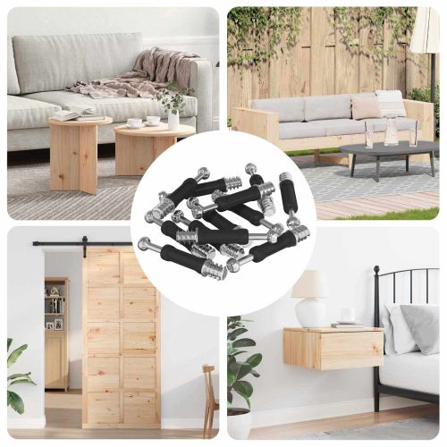 Винтове с кам л Lock 12 pcs Сребристо и черно М6 x 40 мм