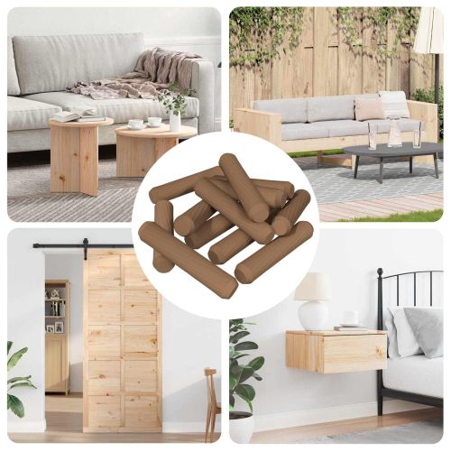 Дървени дюбели 12 pcs Кафяво Ø8 x 35 мм Масивна дървесина