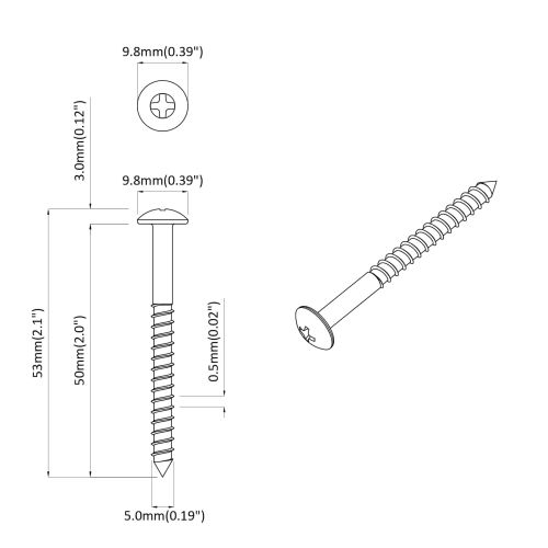 Дървен винт 3273 pcs Сребрист 9,8 x 53 мм Стомана