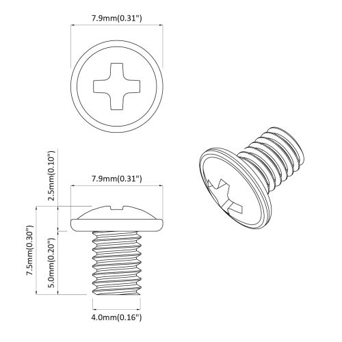Заключващи винтове Едноцветен 12 pcs Сребрист M4 x 5 мм Желязо