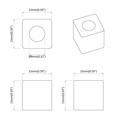 Държач за чекмедже 2 pcs Черно 15 x 15 x 15 мм PP кополимер