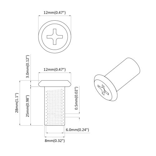 Гайка с заключване 12 pcs Сребрист М6 x 15 мм Стомана