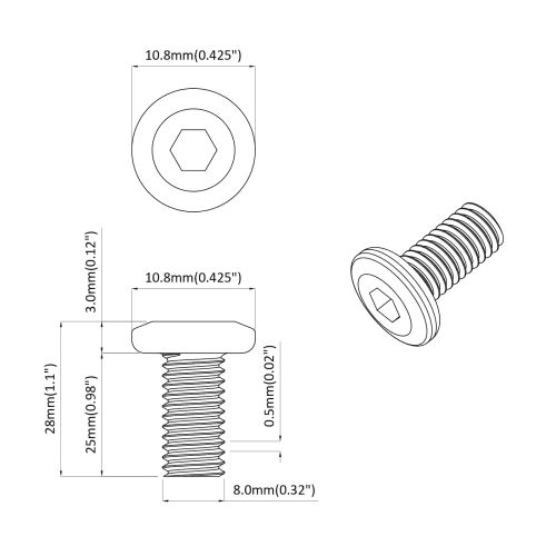 Винт 1593 pcs Сребрист 8 х 25 мм Стомана