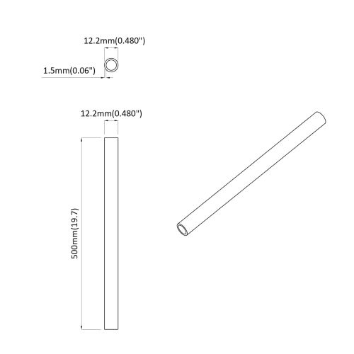 PVC Тръба 2 pcs Бяло 12,2 x 1,8 x 500 мм Mterialpp и PE