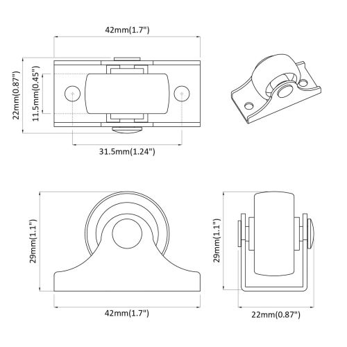 Кастър 12 pcs Бяло 42 x 11,5 x 29 мм Желязо