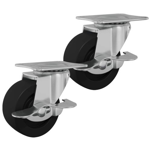 Кастър 2 pcs Черен и сребрист 63 x 48 x 46 мм Желязо и найлон