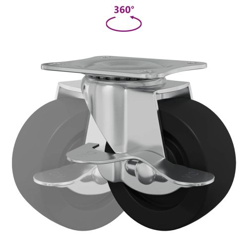 Кастър 12 pcs Черен и сребрист 63 x 48 x 46 мм Желязо и найлон