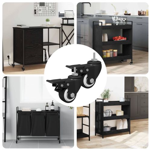 Колела 2 pcs Черно M6 x 1.5 мм Желязо и найлон