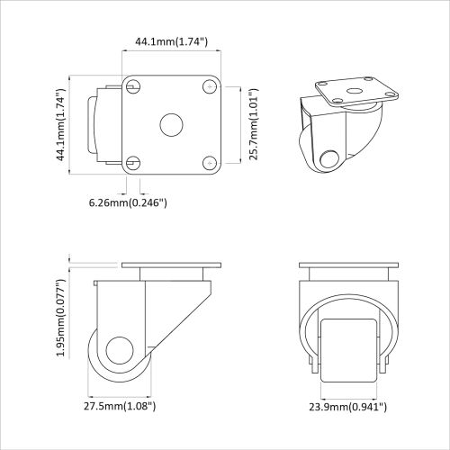 Кастър 12 pcs Сребрист 50 mm Найлон