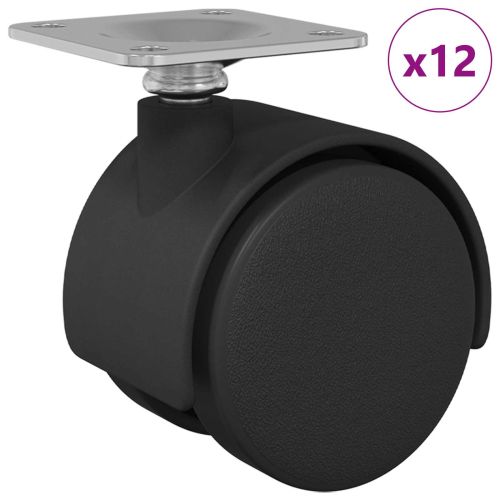 Въртящо се колело 12 pcs Черно 54 мм Желязо и ПП