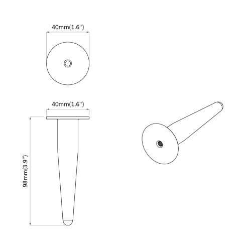 Крака за мебели 2 pcs Черно Ø 40 x 98 мм Желязо