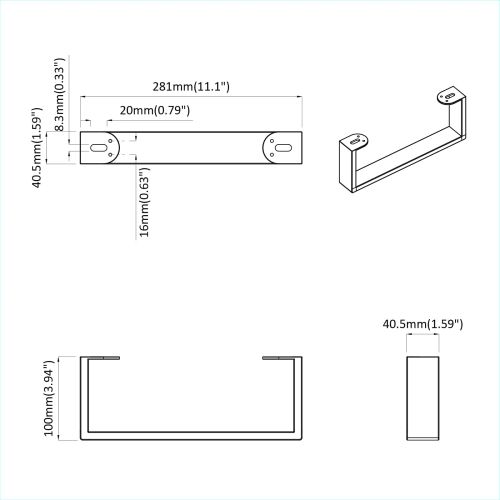 Крака за мебели 12 pcs Черно 28,1 x 4 x 10 мм Желязо