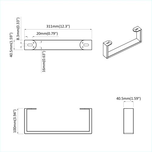 Крака за мебели 2 pcs Черно 31,1 x 4 x 10 мм Желязо