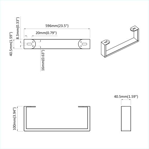 Крака за мебели 2 pcs Черно 59,6 x 4 x 10 мм Желязо