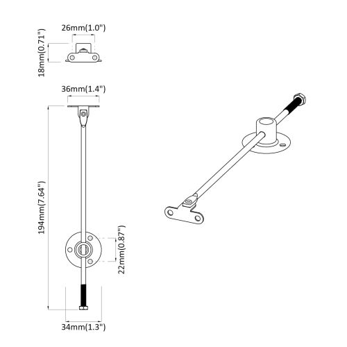 Панта за поддръжка на капак 12 pcs Сребрист 194 x 36 x 18 мм