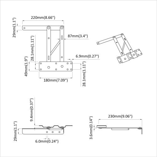 Механизъм за повдигане на легло 12 pcs Черно 340 x 95 x 40 мм
