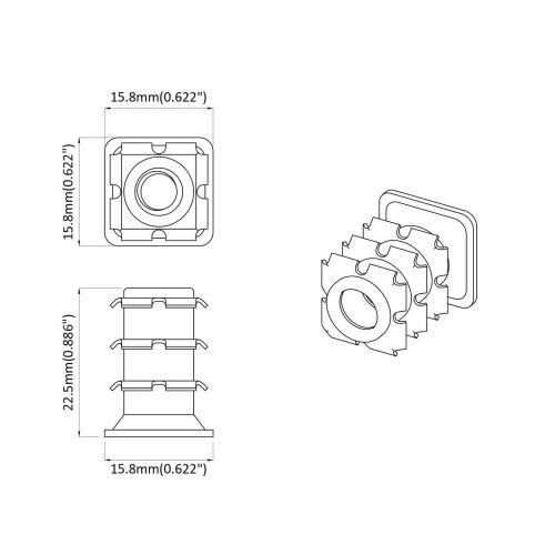 Резбово вмъкване за тръба 1818 pcs Черен и сребрист