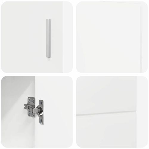 Служебен шкаф с рафт с врата Лъскаво бяло 88,5 x 30,5 x 55,5 см