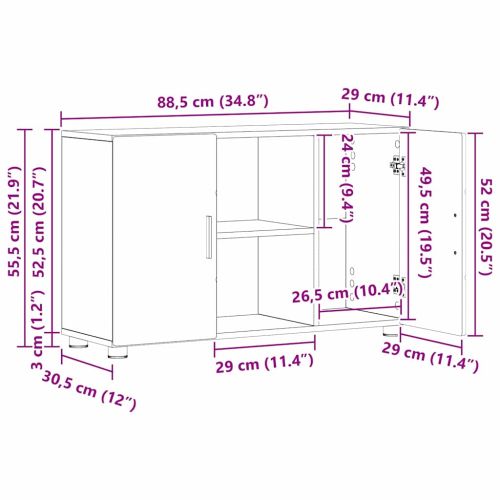 Служебен шкаф с рафт Дъб 88,5 x 30,5 x 55,5 см Инженерно дърво