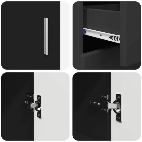 Служебен шкаф с рафт Черно 88,5 x 30,5 x 73 см Инженерно дърво