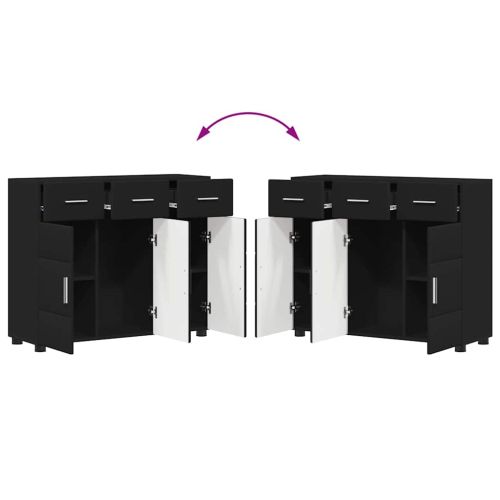 Служебен шкаф с рафт Черно 88,5 x 30,5 x 73 см Инженерно дърво