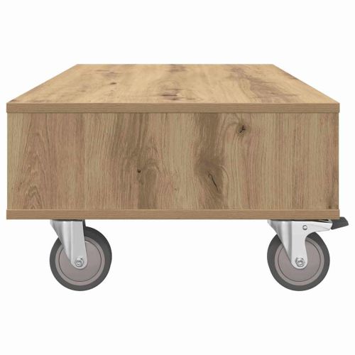 Странична маса с колела Дъб 90 x 50 x 30 cm Инженерно дърво