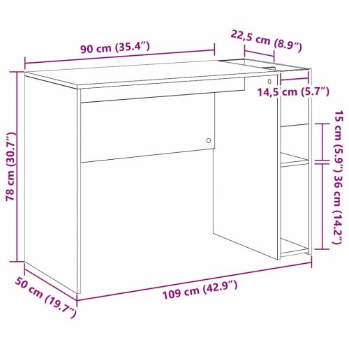 Бюро Бяло 109 x 50 x 78 см Инженерно дърво
