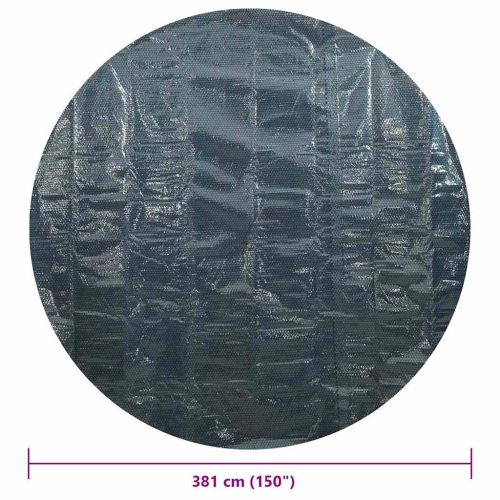 Плаващо соларно покривало за басейн, PE, 381 см, черно и синьо