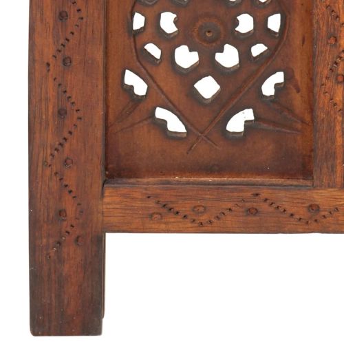 Ръчно резбован параван 4 панела кафяв 160x165 cм манго масив