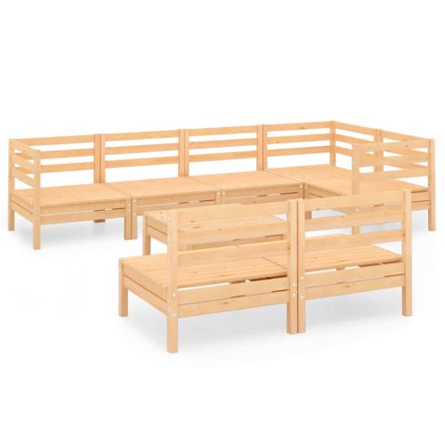 Градински лаундж комплект, 8 части, бор масив