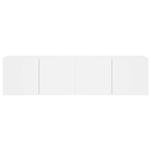 ТВ шкафове за стенен монтаж, 2 бр, бели, 80x30x41 см
