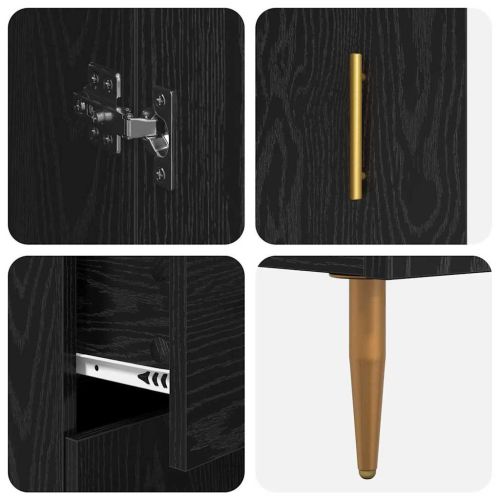 Висок шкаф с чекмедже 2 pcs Черния дъб Инженерно дърво