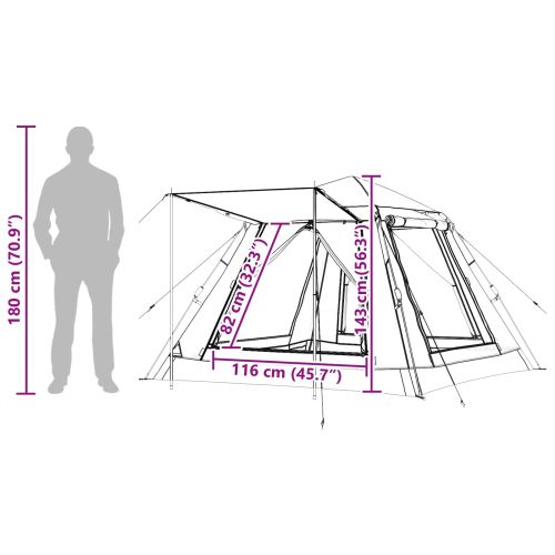 Моментна палатка с дъждобран за 3-ма бързо освобождаване Зелен
