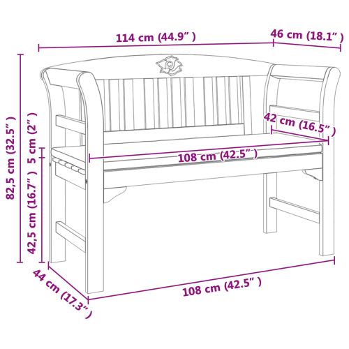 Пейка Натурална маслена обработка 114 x 46 x 82,5 см