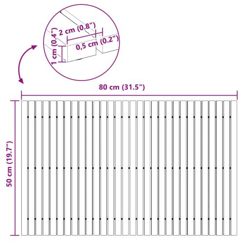 Постелка за баня Едноцветен Кафяво 80 x 50 cm Дърво