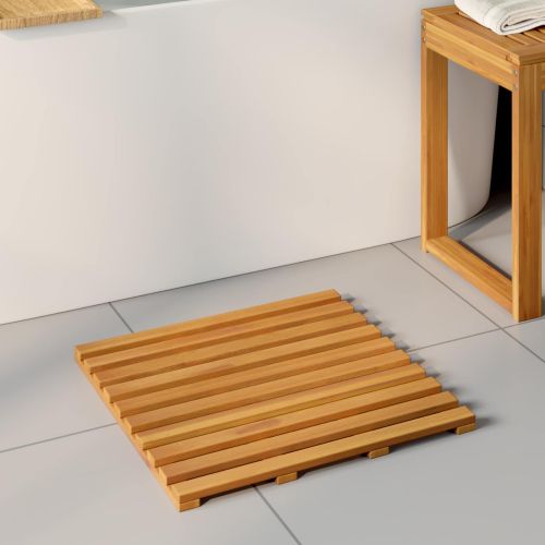 Постелка за баня Едноцветен Кафяво 100 x 53 см Дърво