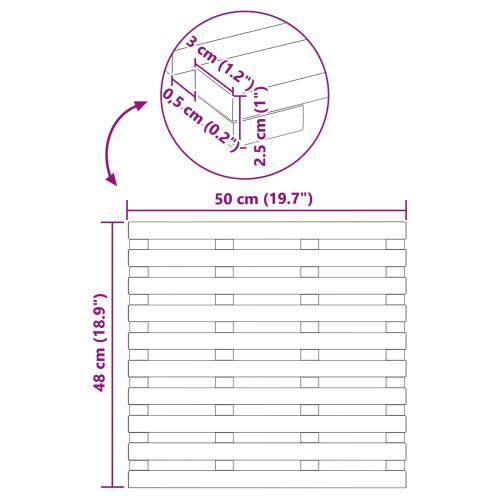 Постелка за баня Едноцветен Кафяво 100 x 53 см Дърво