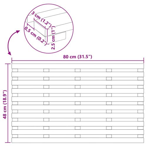 Постелка за баня Едноцветен Кафяво 100 x 53 см Дърво