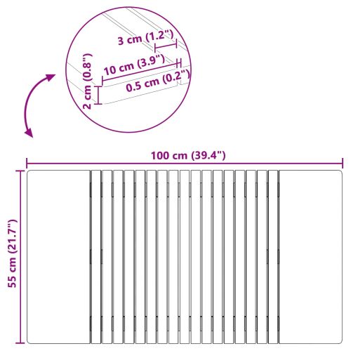 Постелка за баня Едноцветен Кафяво 100 x 55 cm Дърво