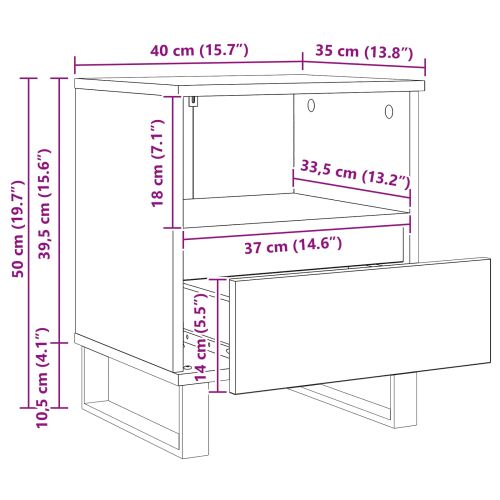 Шкаф за легло Черния дъб 40 x 35 x 50 см Инженерно дърво