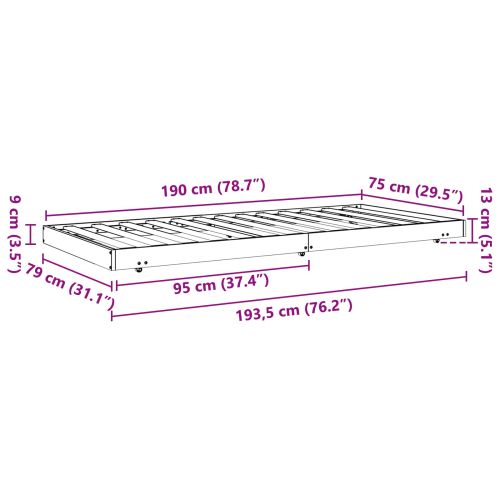Рамка за легло Кафяво с восъчно покритие 70 x 190 cm