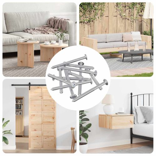 Винтове за мебели 12 pcs Сребрист M6 x 70 мм Стомана