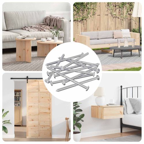 Винтове за мебели 12 pcs Сребрист M6 x 100 мм Стомана