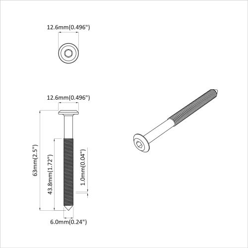 Винт 1600 pcs Сребрист M6 x 60 мм Стомана