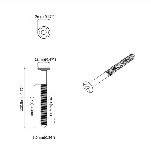 Винт 12 pcs Сребрист M6 x 100 мм Стомана