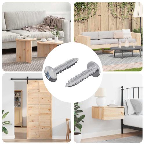 Дървени винтове 2 pcs Сребрист M4 x 20 мм Стомана