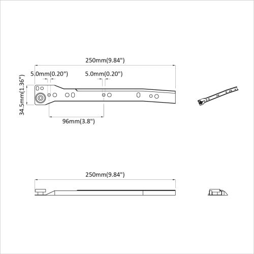 Плъзгач за чекмедже 12 pcs Бяло 250 mm Стомана