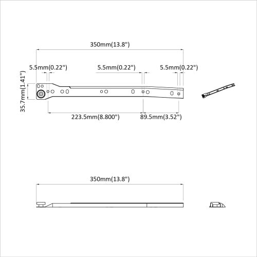 Плъзгач за чекмедже 12 pcs Бяло 350 мм Стомана