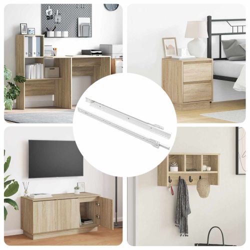 Плъзгач за чекмедже 2 pcs Бяло 400 mm Стомана