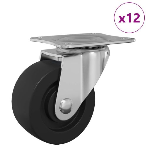 Въртящо се колело 12 pcs Сребрист 60 x 60 x 50 мм